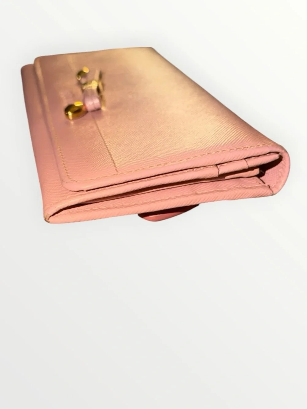 Prada Pink Saffiano Leather Long Wallet With COA